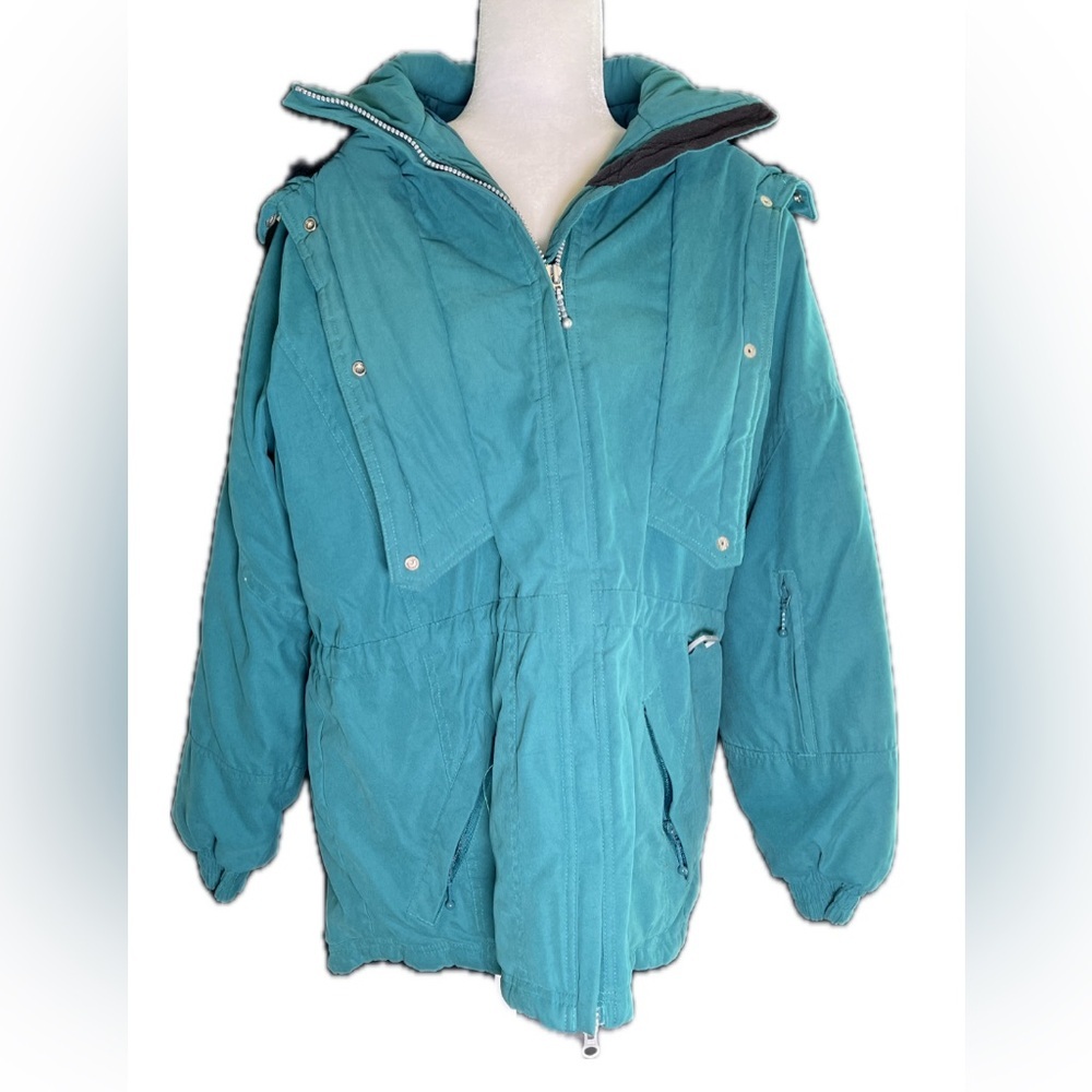 Rawik Skiwear vintage teal green snow ski jacket insulted hooded size L Large
